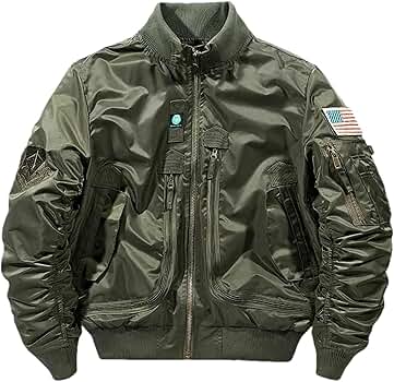 Authentic ☆本革☆短丈“bomber military jacket Amazon.com: BoShiNuo Men's Military Bomber Jacket, Tactical
